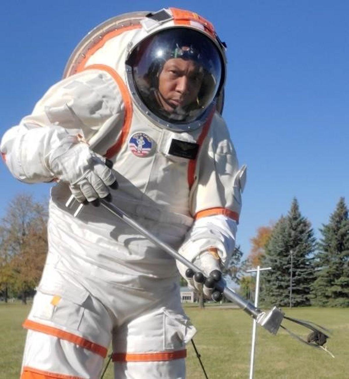 Diallo Wallace testing spacesuit at University of North Dakota ILMAH facility